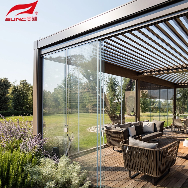 Ka ntle e sa keneng Metsing e sa keneng ka Metsi e Retractable e louvred Pergola Aluminium 1