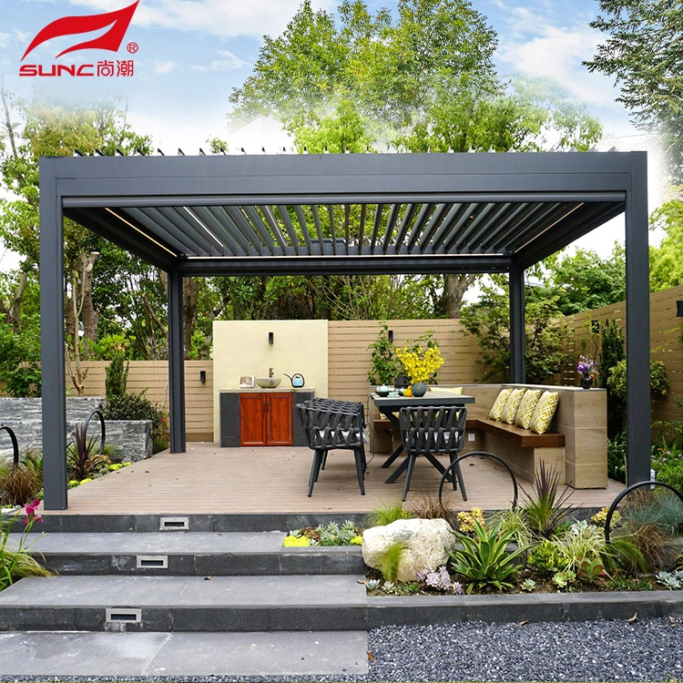 Custom Deyò Motorize Louvered Waterproof aliminyòm Pergola Garden Design1 2
