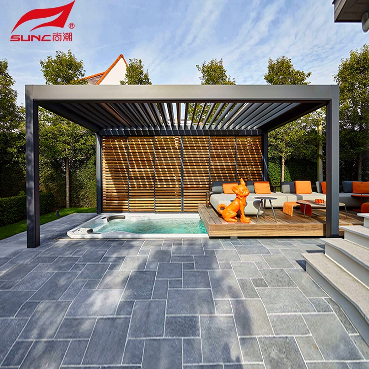 Sab nraum zoov Adjustable Motorized Louvered Bioclimatic Patio Aluminium Pergola 2