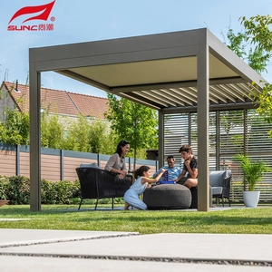Patio Biohinsawdd Awyr Agored Pergola Alwminiwm Louvered Modur