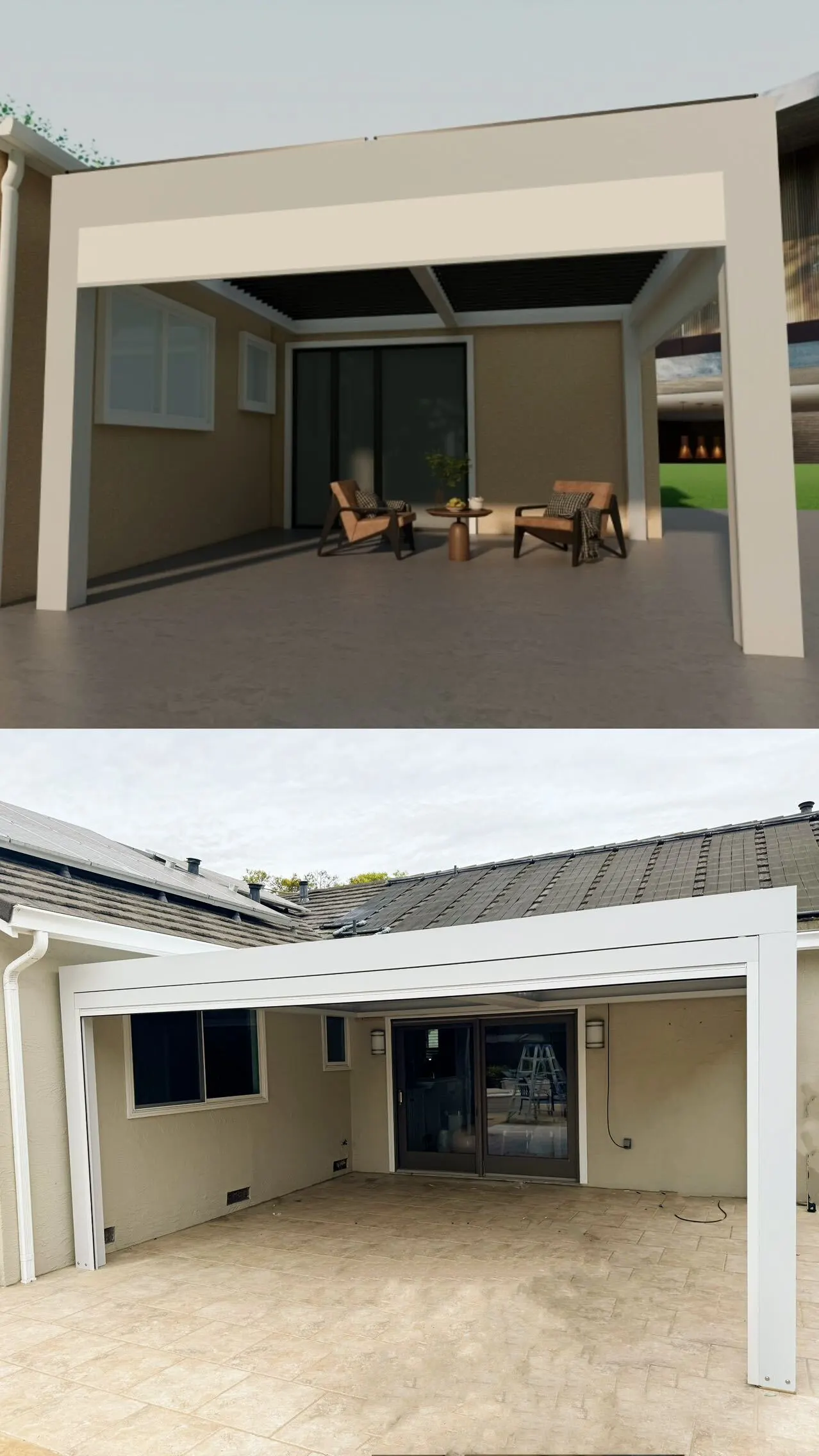 Pergola da esterno bianca a lamelle motorizzate in alluminio feedback 1