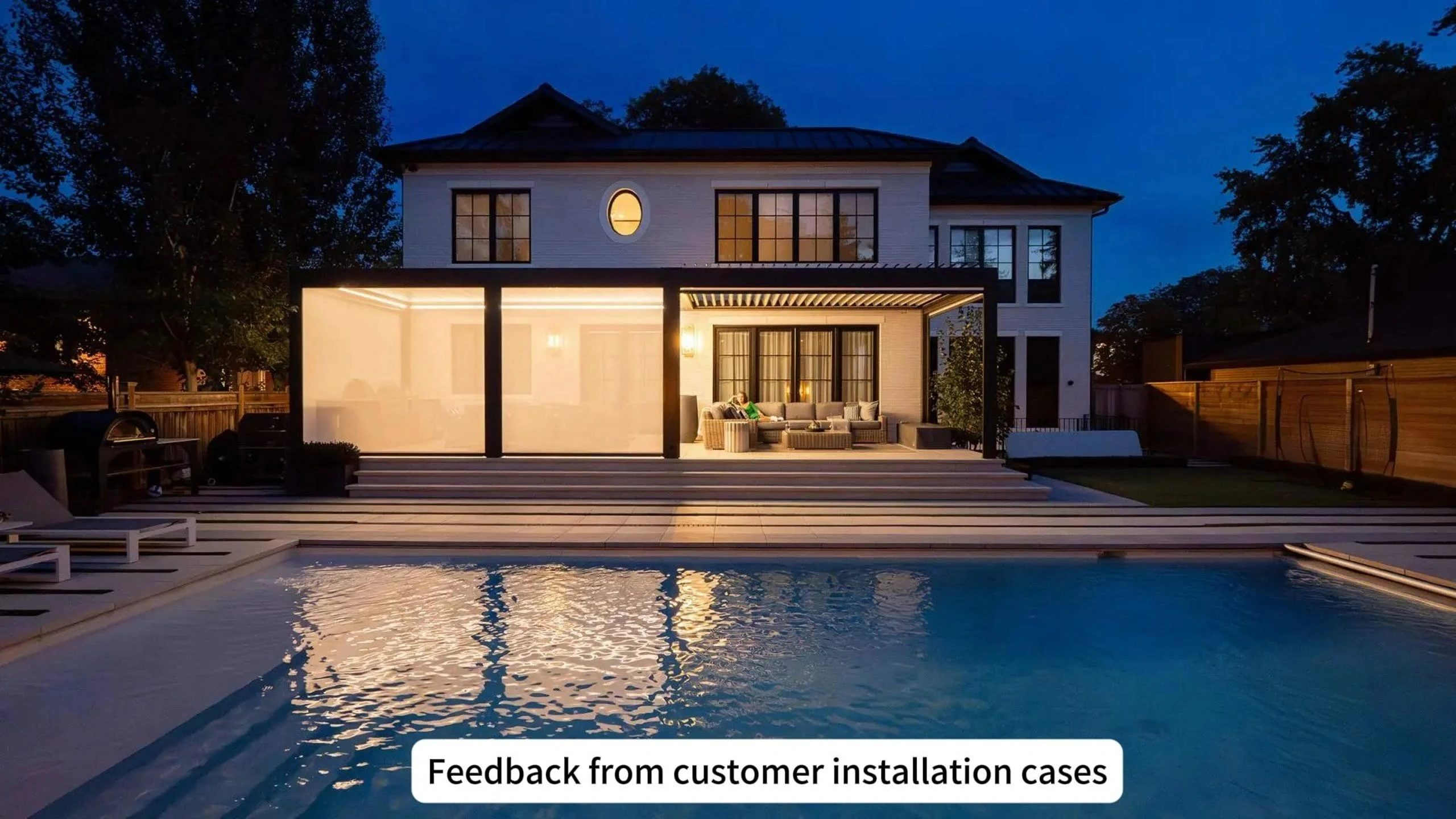 Pergola Moethus Modern Alwminiwm â Lufferau gyda Goleuadau LED Integredig - Gazebo Diddos ar gyfer Pwll Nofio a Gardd 1