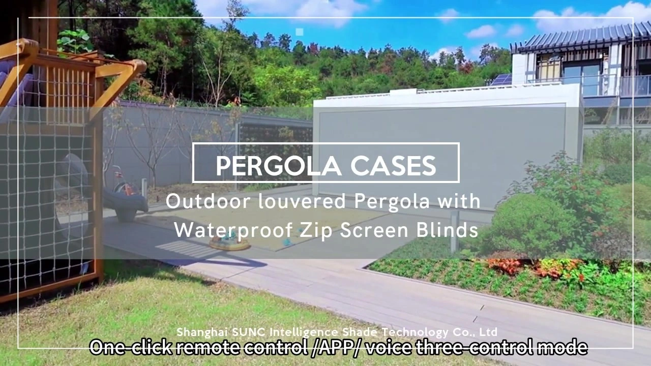 សួនអតិថិជន Louvered Pergola ជាមួយអេក្រង់ពិការភ្នែក Zip