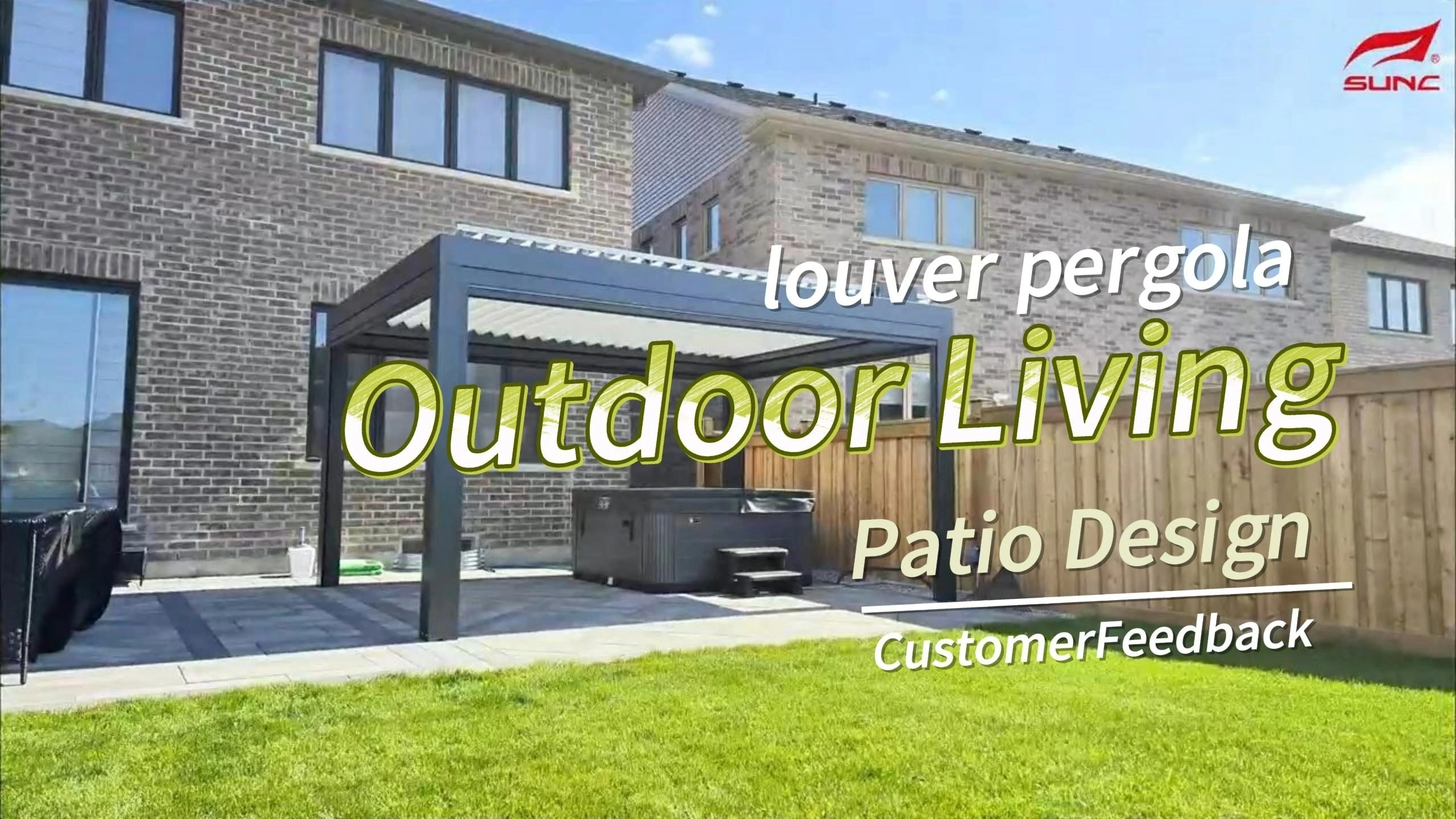 Motorized Retractable Louver Pergola with Waterproof Canopy 1