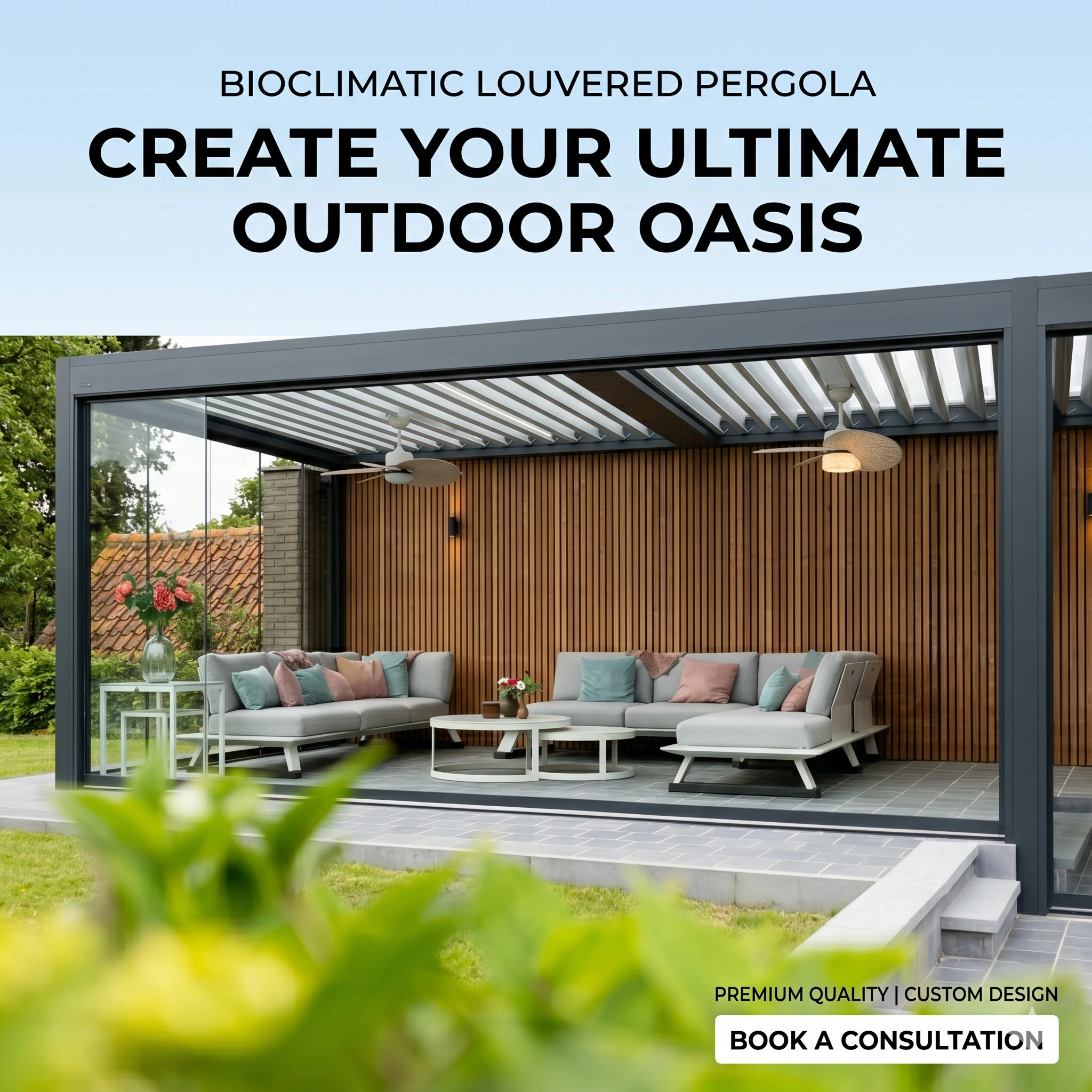 موٽرائيزڊ ايلومينيم لوور پرگولا - واپس وٺڻ وارو ڇت جو نظام 1