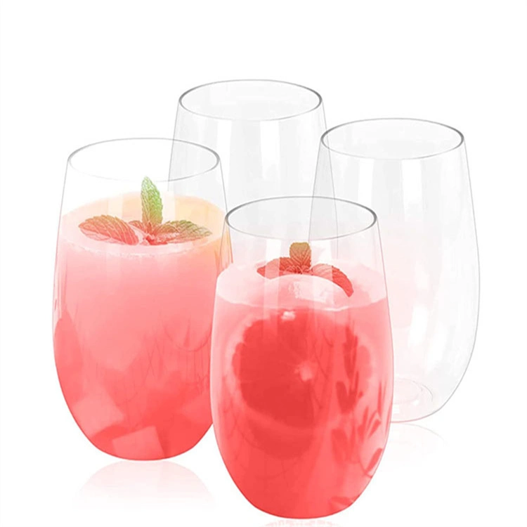 PET Plastic Stemless Wine Glasses Custom Logo Tumbler Without Stem YS-03-SLJB001 1