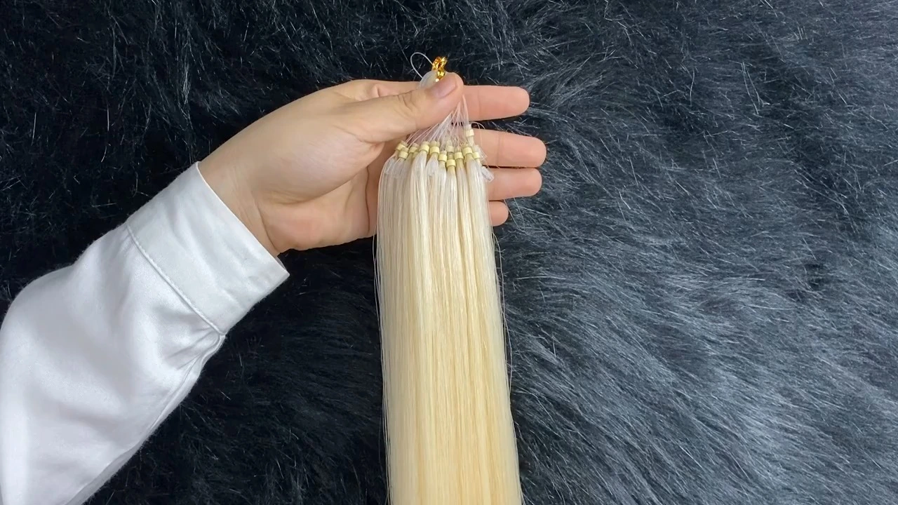 La cuticule micro de prolongements de cheveux de boucle d'anneau a aligné les cheveux humains de Virgin Remy 1