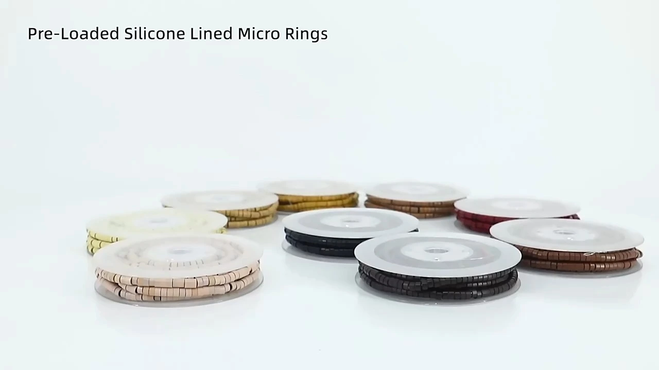 Micro anneaux pré-chargés, liens, perles doublées de Silicone, outils d'extension de cheveux, 1000 pièces/rouleau 1
