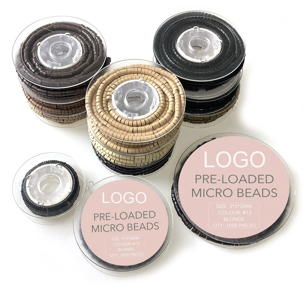 1000 pièces/rouleau de micro-anneaux pré-chargés, maillons, perles doublées de Silicone 1