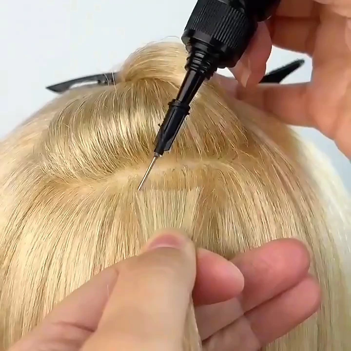 Venta al por mayor del kit de máquina de extensión de cabello V Light, pegamento V-light 20 g * 2 solución removedora de pegamento 30 ml * 2. Cinta V-light * 2 paquetes. Peine de extensión de peluca * 2 1