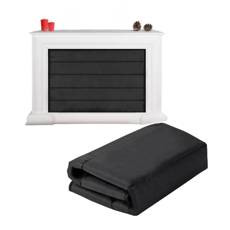 Black Magnetic Fireplace Cover Draft Stopper Cover Blanket  easy to store 1