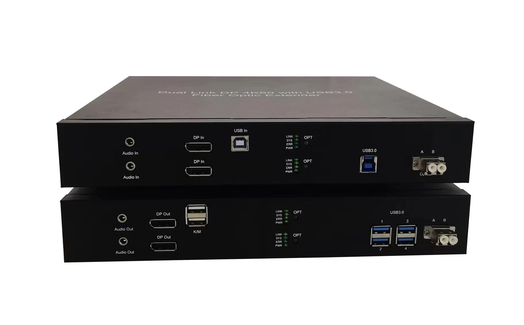Extensor de fibra KVM Dual DP 4K60 con USB3.0 1