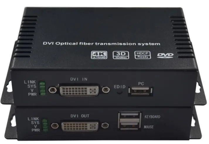 Оптоволоконный удлинитель 4K DVI KVM с RS232/USB 1