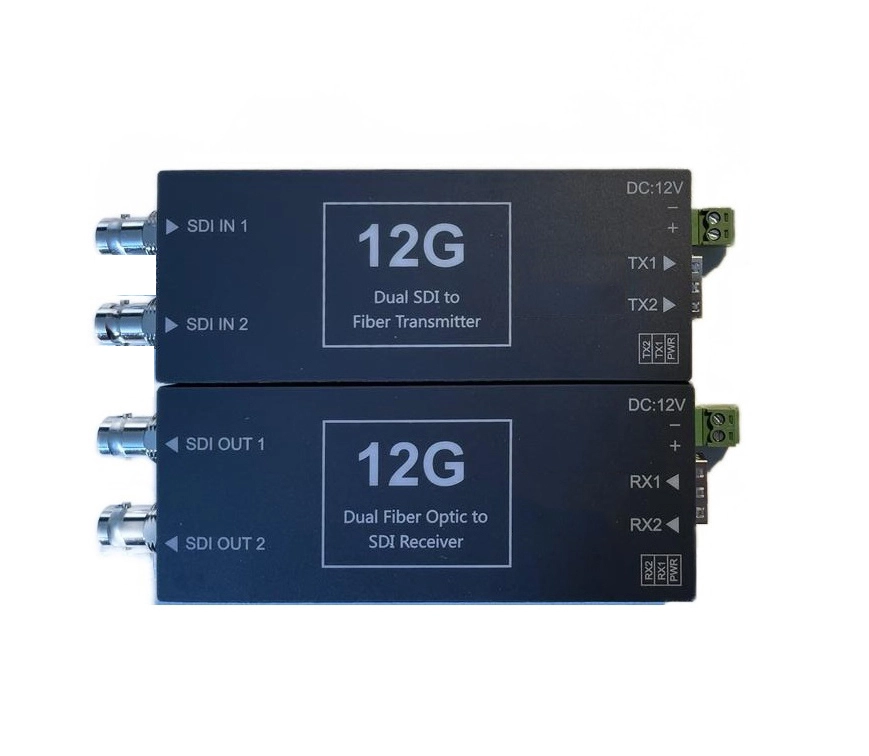 Transmisor/receptor de fibra óptica 12G-SDI de 2 canales 1