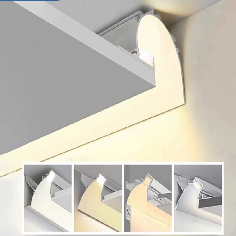 Calha refletor montada em superfície para iluminação sem perfil de teto de alumínio LED com ranhuras 1