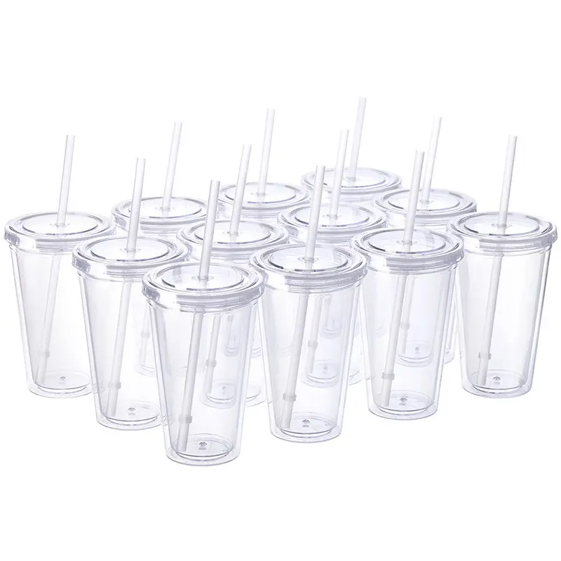 Clear Plastic Tumbler Cups - for Drink Beverages - KONVINI 3