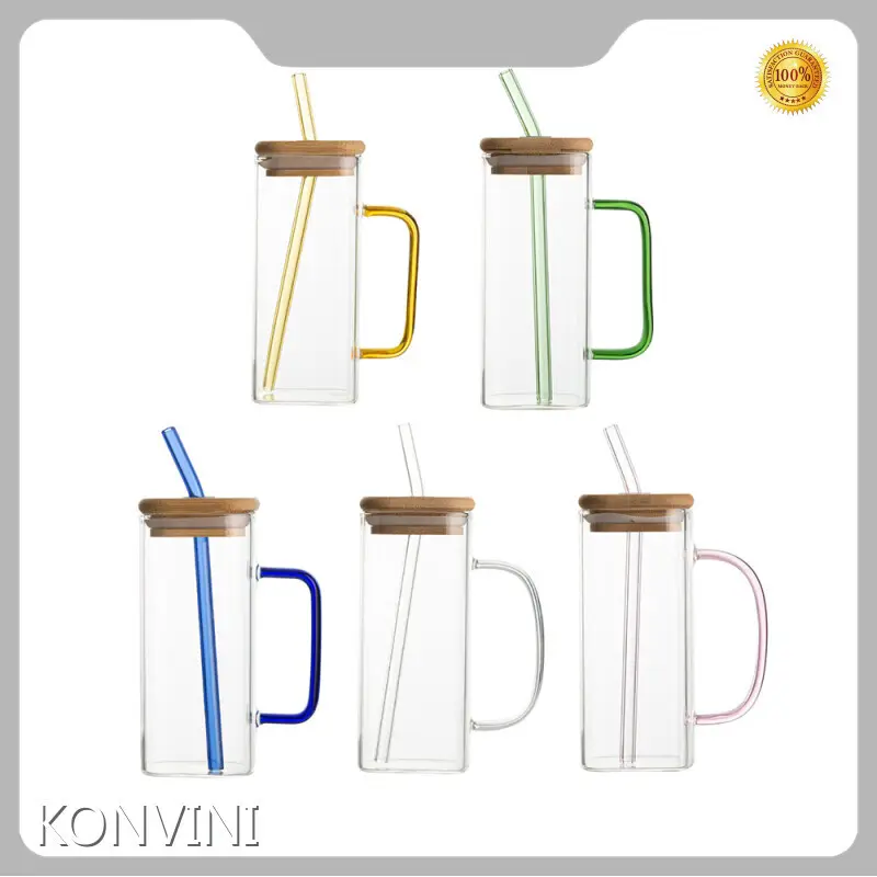 Стеклянные стаканы оптом со стеклянной трубочкой Бренд KONVINI 1