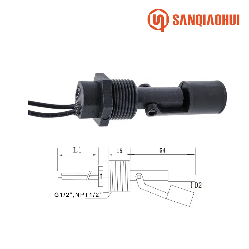 Sqh108 Pp 10w Horizontal Side-mounted Liquid Level Switch M12 L=81.5mm Magnetic Sensor Fluid Level Sensor 6