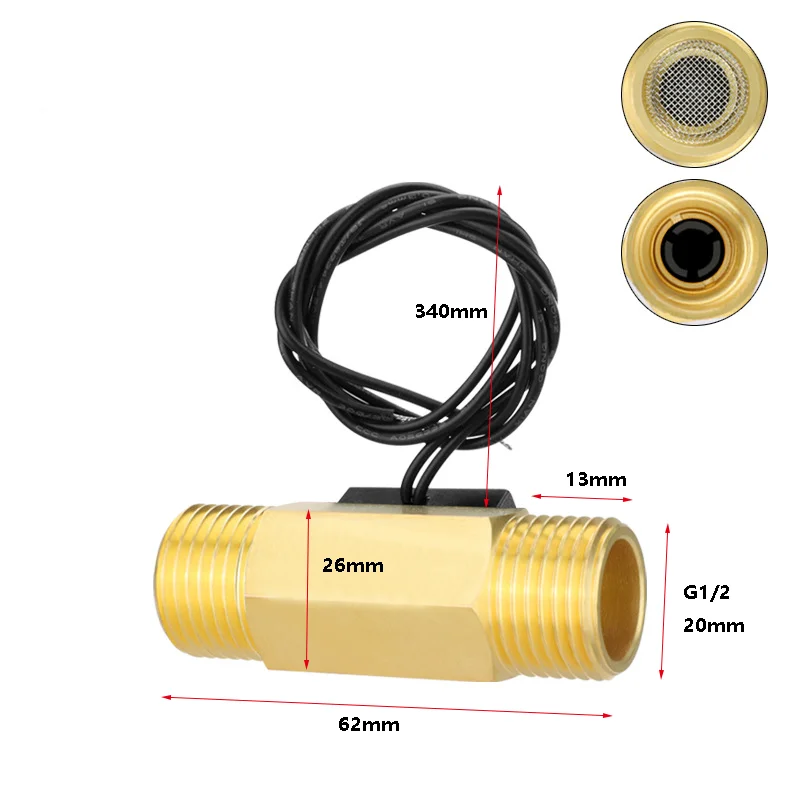 Sqh104 220v Water Flow Sensor G1 1/4 1/2 3/4 External Thread Brass Horizontal Vertical On/off Magnetic Water Flow Switch Sensor 6