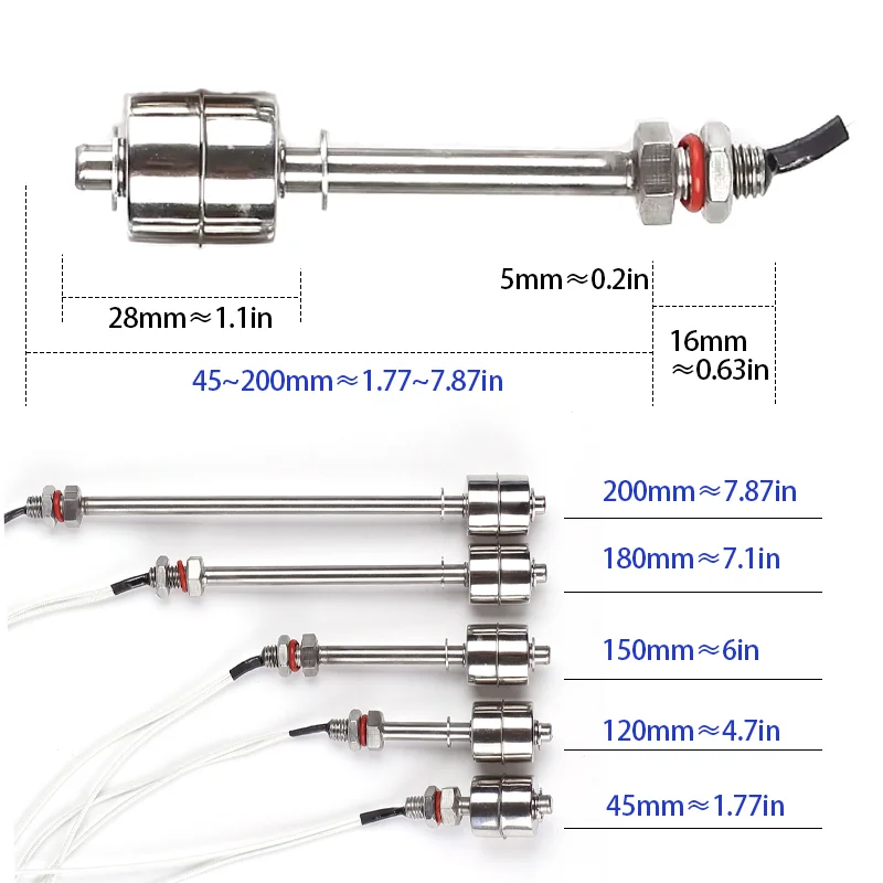 SANQIAOHUI Stanliess Steel Float Level Switch Tank Water Level Sensor Float Switch 6