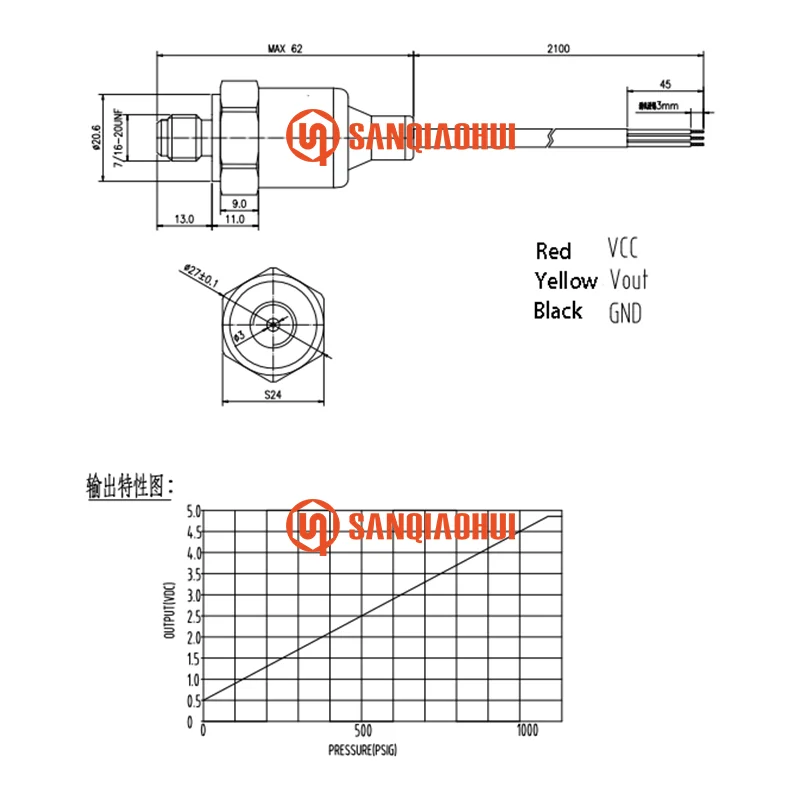 Custom 7 16 Npt Pressure Sensor 7/16NPT Sanqiaohui 3