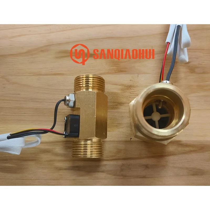Sanqiaohui Sqh102 G1/2 G3/4 G1 مفتاح مستشعر تدفق المياه المغناطيسي بتأثير القاعة مع مستشعر درجة الحرارة لمقياس التدفق Esp32 4