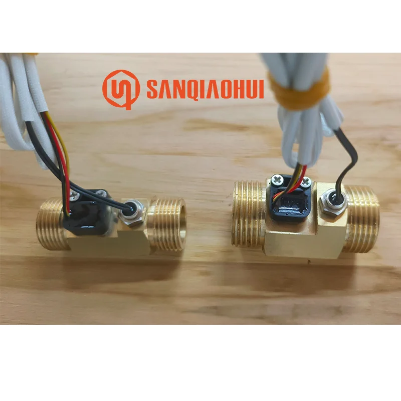 Sanqiaohui Sqh102 G1/2 G3/4 G1 مفتاح مستشعر تدفق المياه المغناطيسي بتأثير القاعة مع مستشعر درجة الحرارة لمقياس التدفق Esp32 6