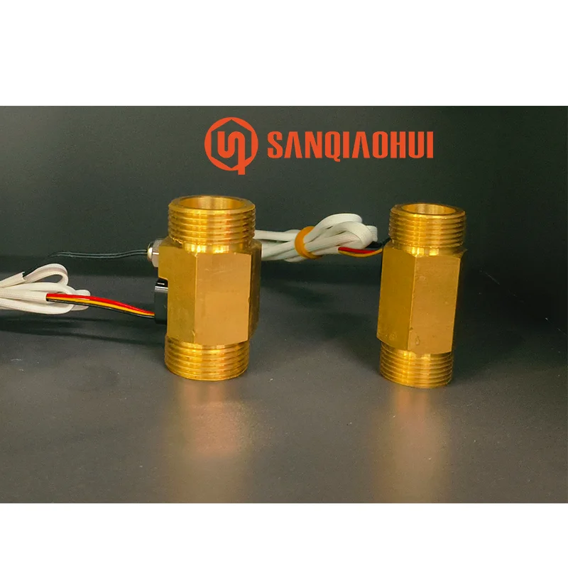 Sanqiaohui Sqh102 G1/2 G3/4 G1 مفتاح مستشعر تدفق المياه المغناطيسي بتأثير القاعة مع مستشعر درجة الحرارة لمقياس التدفق Esp32 7