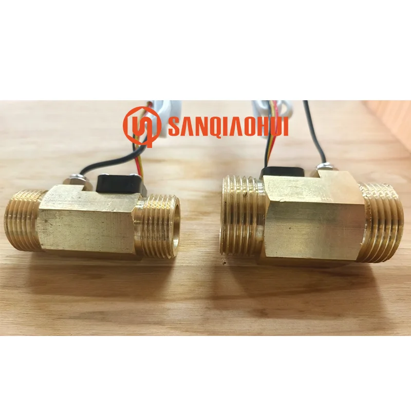 Sanqiaohui Sqh102 G1/2 G3/4 G1 مفتاح مستشعر تدفق المياه المغناطيسي بتأثير القاعة مع مستشعر درجة الحرارة لمقياس التدفق Esp32 3