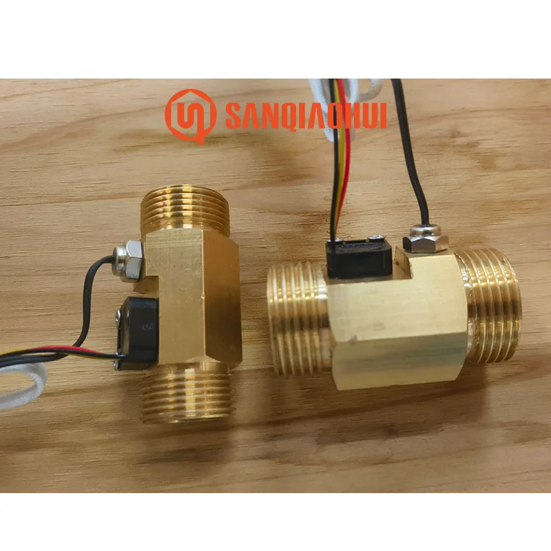 Sanqiaohui Sqh102 G1/2 G3/4 G1 مفتاح مستشعر تدفق المياه المغناطيسي بتأثير القاعة مع مستشعر درجة الحرارة لمقياس التدفق Esp32 5