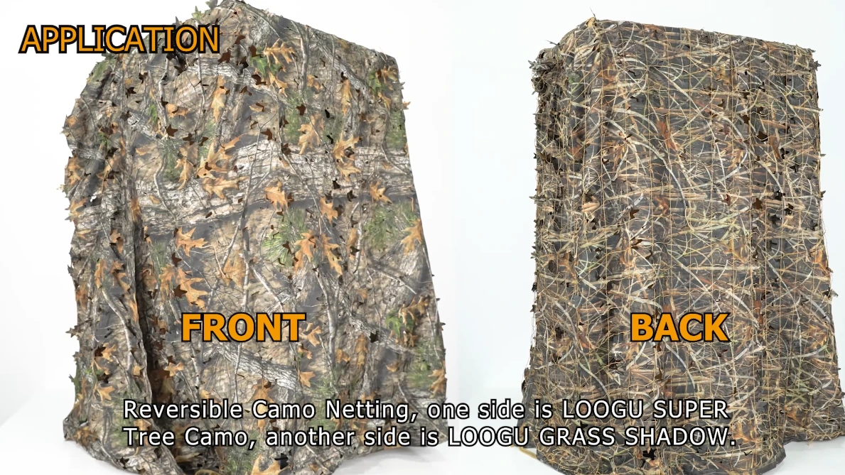 LOOGU Reversibles Tarnnetz im Eichenblattschnitt-Design mit Netzrücken Super+Grass 1