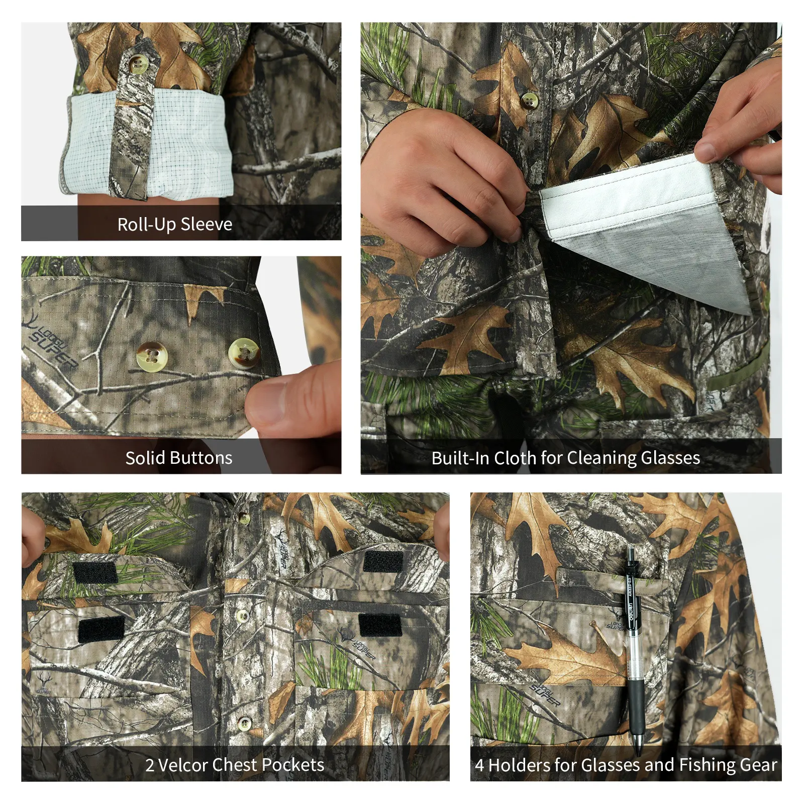 Camo Shirts for Men Loogu Brand Super Tree 100% Polyester 6