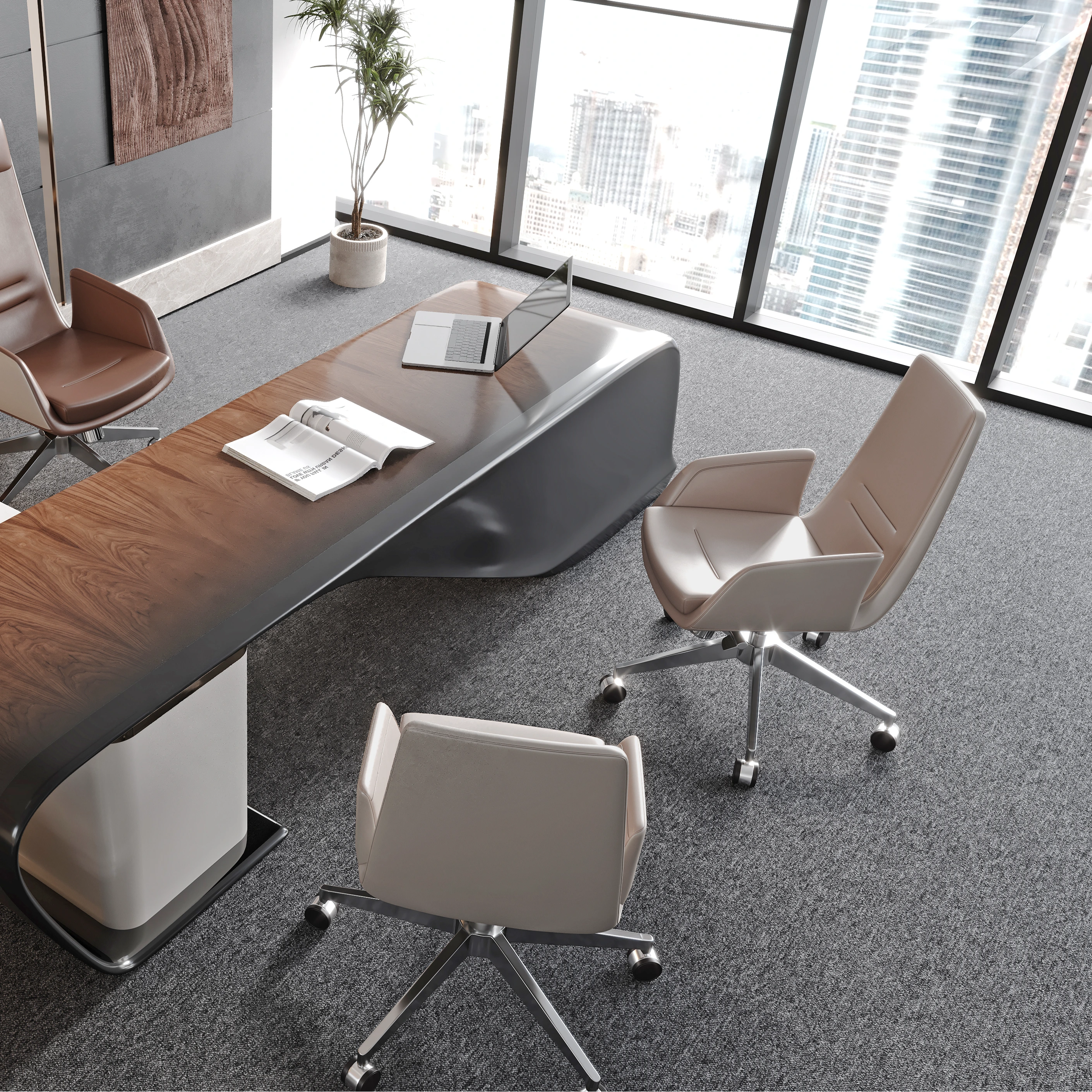 Office Leather Chair with Crema Elegance and Comfortable Dimensions (A2208) 1
