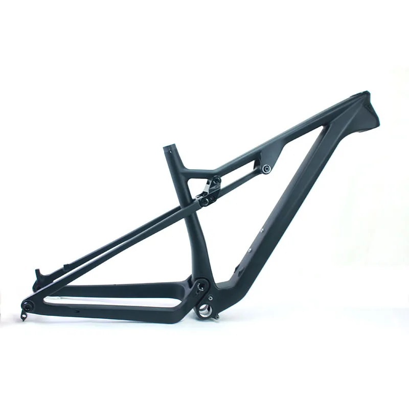 Nuevo diseño T800, marco de bicicleta Xc de suspensión completa súper ligero, modelo de eje pasante 29er, Cable interno, marco de bicicleta mate de fibra de carbono 1