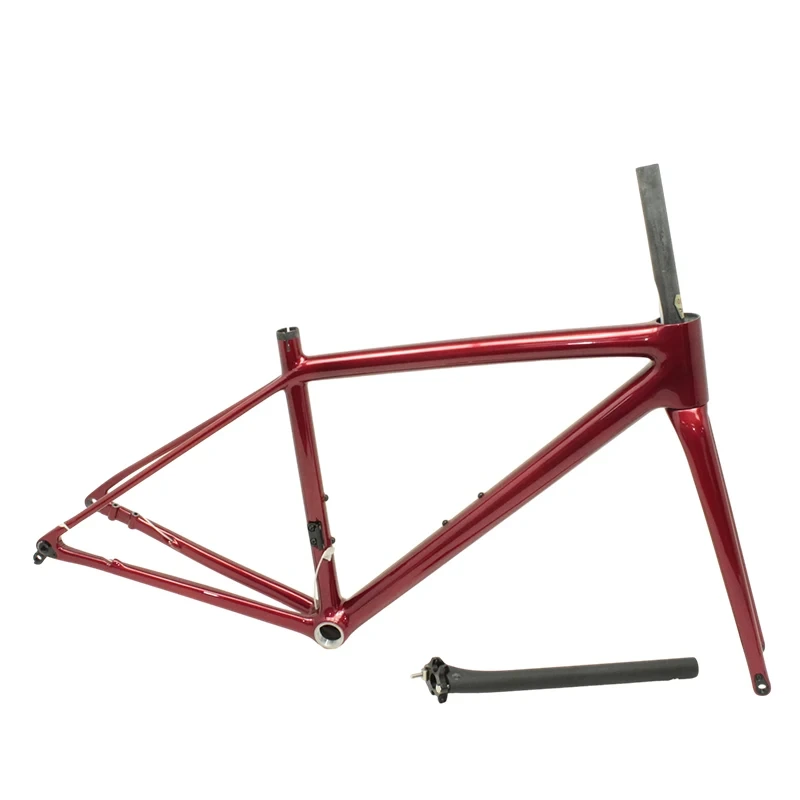 2023 تصميم جديد طلاء كامل إطار دراجة هوائية من الكربون مكبح قرصي دراجة إطارات مع شوكة ومقود 1