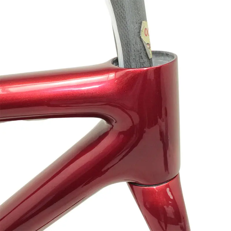 Cuadro de bicicleta de carretera de disco superligero Crf51-nueva pintura metálica roja T700 Bsa soporte inferior neumático máximo 700x28mm 3