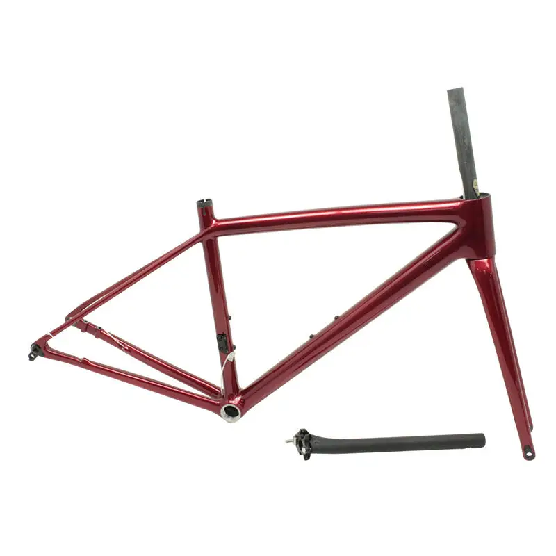 Cuadro de bicicleta de carretera de disco superligero Crf51-nueva pintura metálica roja T700 Bsa soporte inferior neumático máximo 700x28mm 1