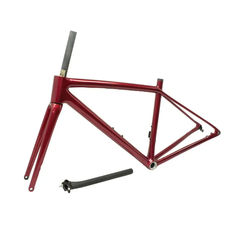 Crf51-new Radium Red Paint Bsa Movimento centrale in fibra di carbonio T700 Flat Mount Freno a disco Telaio per bicicletta in ghiaia 2