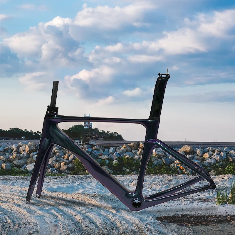 Telaio classico per bici da strada Biciclette a disco da strada Telai per bici in fibra di carbonio 700c Telaio in carbonio per bici da strada personalizzato con tutti i cavi interni 1