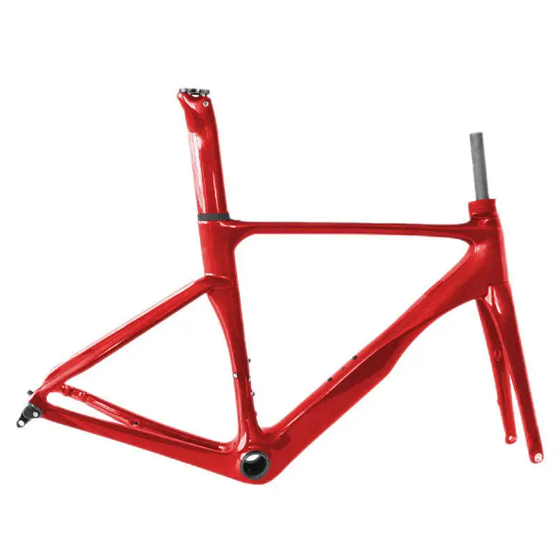 Telaio per bici da ghiaia con freno a disco a montaggio piatto in vernice rossa metallizzata Crf46, movimento centrale con filettatura, dimensioni 46/49/52/54/56 1