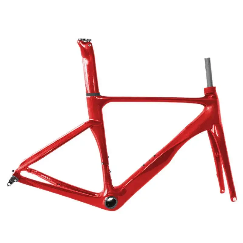 Telaio per bici da ghiaia con freno a disco a montaggio piatto in vernice rossa metallizzata Crf46, movimento centrale con filettatura, dimensioni 46/49/52/54/56 1