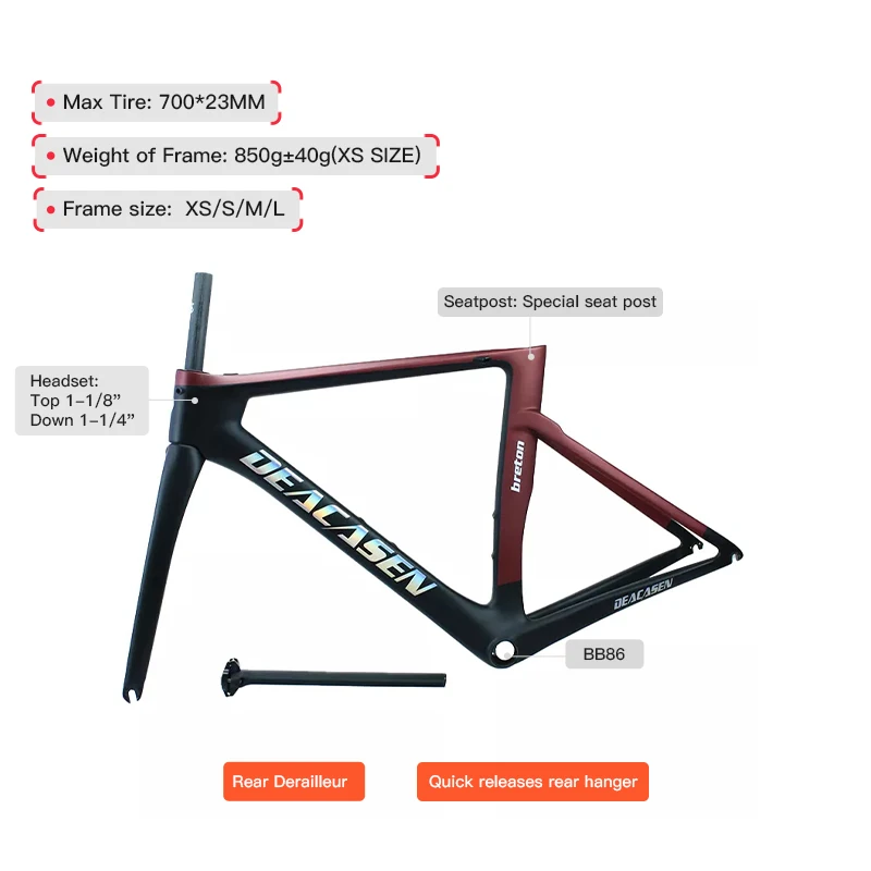 Bicicleta de bicicleta da estrutura da estrutura da estrutura de fibra de carbono Bike interno Braquê de aro de carbono T700 Bike de carbono Marco de bicicletas xs/s/m/L 3