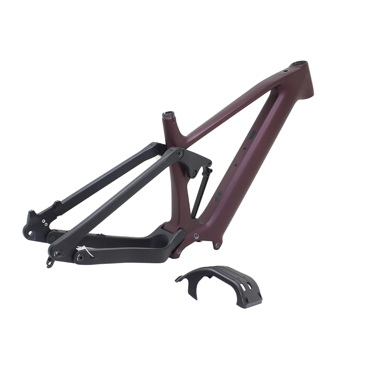 Marco de bicicleta eléctrica de tracción media, marcos de bicicleta de montaña eléctricos de carbono de suspensión completa para Motor Bafang M820, Kit de cuadro de bicicleta 1