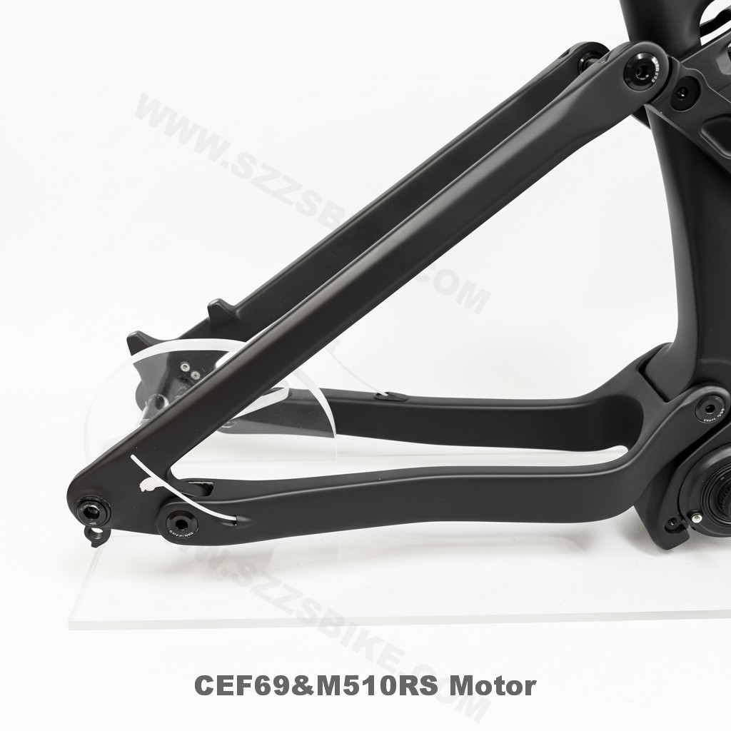 Электровелосипед CEF69 с полной подвеской, карбоновой рамой Boost Enduro, совместим с двигателем Bafang M510RS/M560RS, дисплеем DPC030, аккумулятором большой емкости 835 Вт·ч, гидравлическим дисковым тормозом. 7