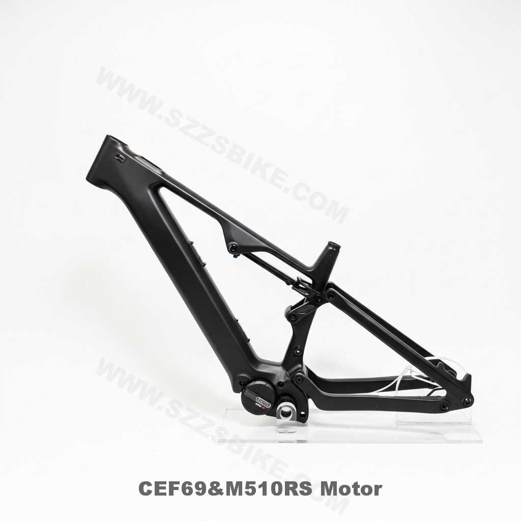 Электровелосипед CEF69 с полной подвеской, карбоновой рамой Boost Enduro, совместим с двигателем Bafang M510RS/M560RS, дисплеем DPC030, аккумулятором большой емкости 835 Вт·ч, гидравлическим дисковым тормозом. 2