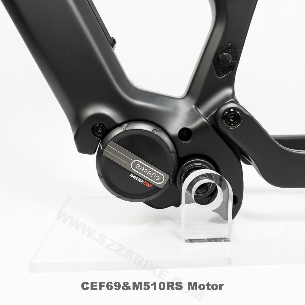 Электровелосипед CEF69 с полной подвеской, карбоновой рамой Boost Enduro, совместим с двигателем Bafang M510RS/M560RS, дисплеем DPC030, аккумулятором большой емкости 835 Вт·ч, гидравлическим дисковым тормозом. 3