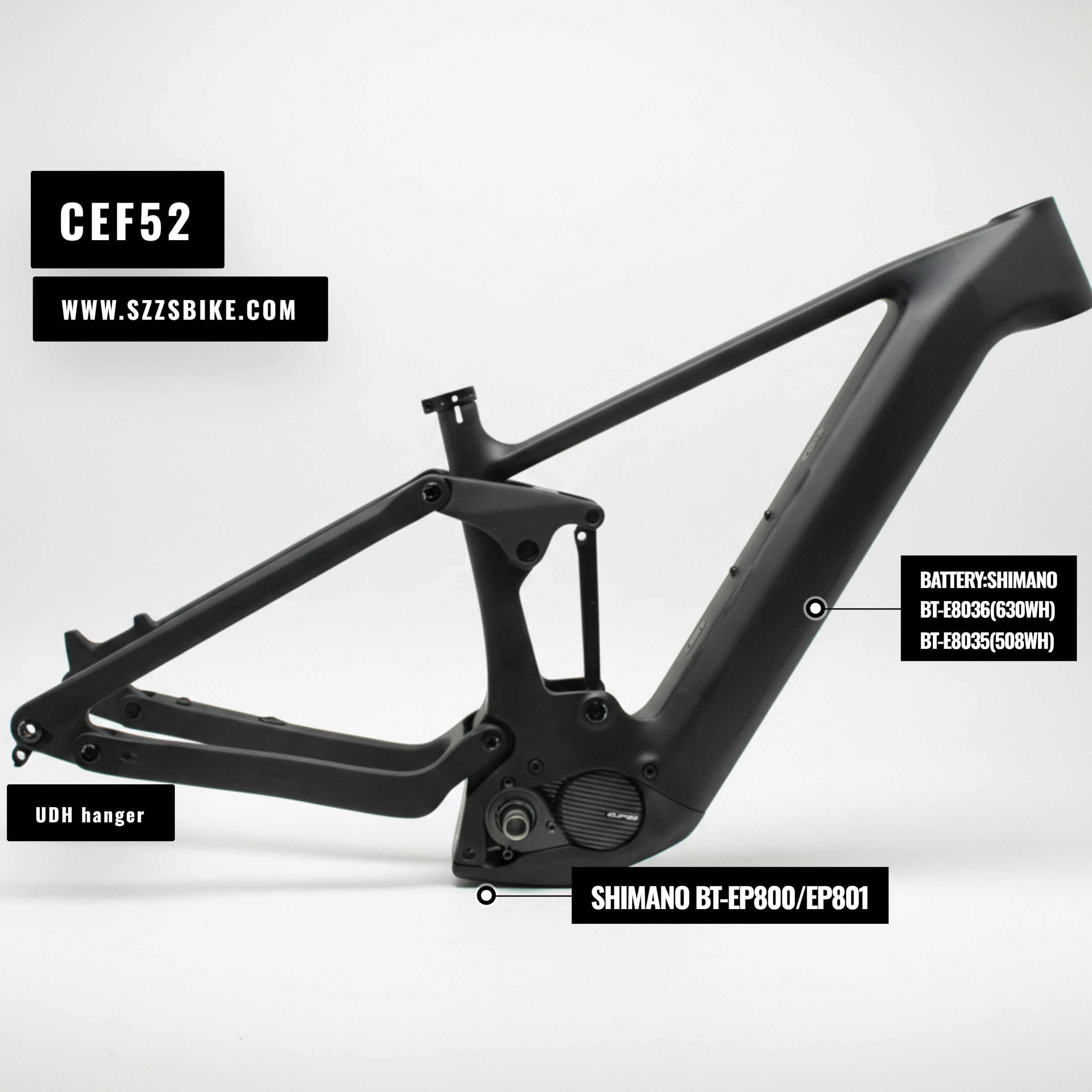 Carbonfaser-EMTB-Rahmenkit mit Shimano EP800-Mittelmotor | Hochleistungs-Offroad-E-Bike-Umbau 2