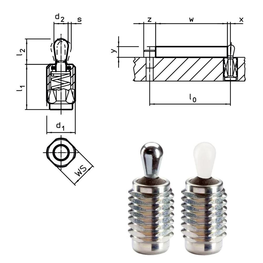 Slotted Ball-Nose Spring Plungers /Ball Stop | HKAA