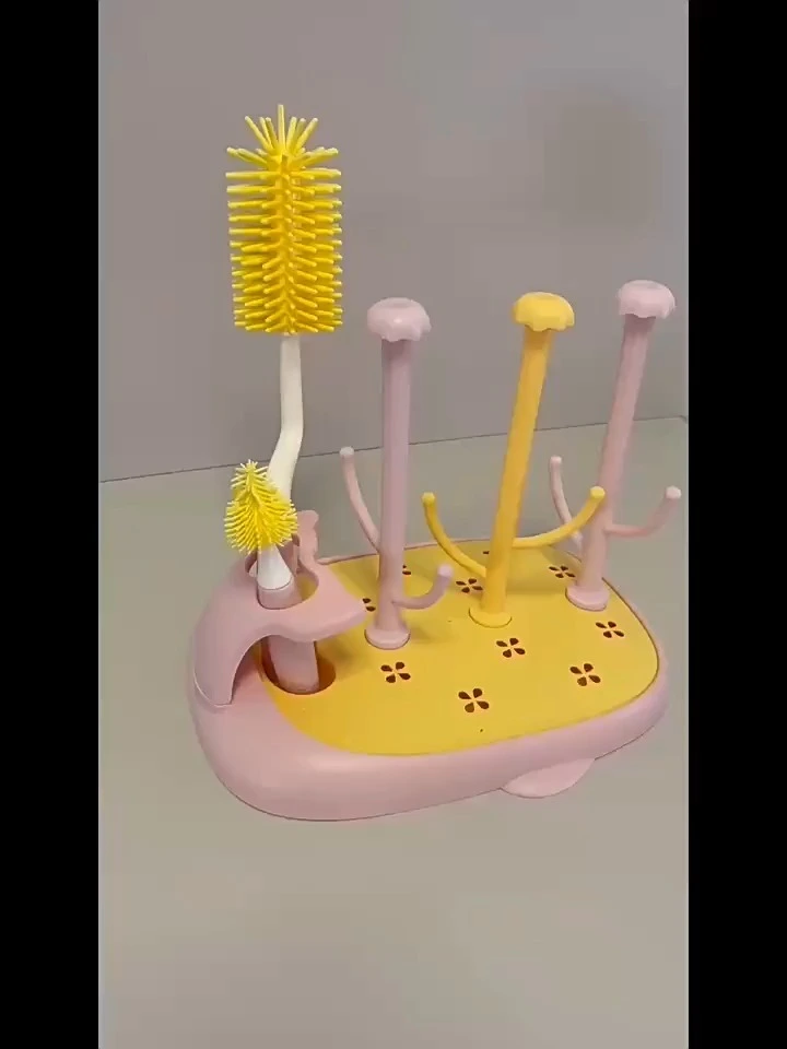Estante para secar botellas portátil, soporte para botellas de bebé que ahorra espacio, accesorios para biberones 1
