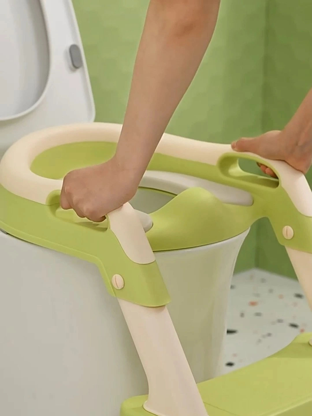 Badezimmer-Neugeborenes, kindersicheres Töpfchentraining, Leiter, Fußschemel, faltbarer Treppentyp, Baby-Toilettensitz 1